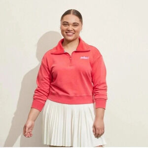 NWT Prince Pickleball Cropped Quarter Zip Red/Pink Pullover Sweatshirt Size XL